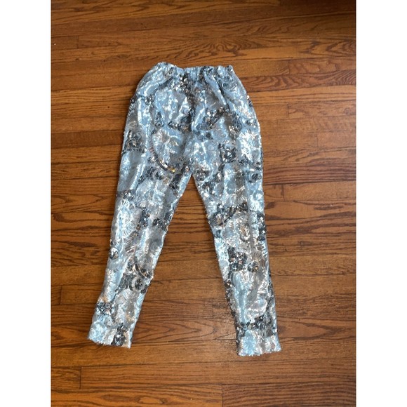 None Pants - Handmade silver sequined sheer embellished formal evening disco y2k boogie Pants